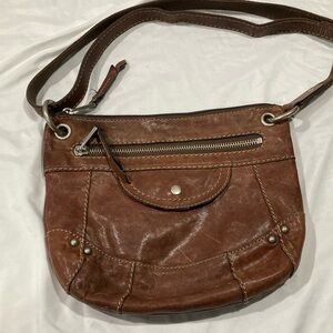 Fossil weathered leather brown messenger bag